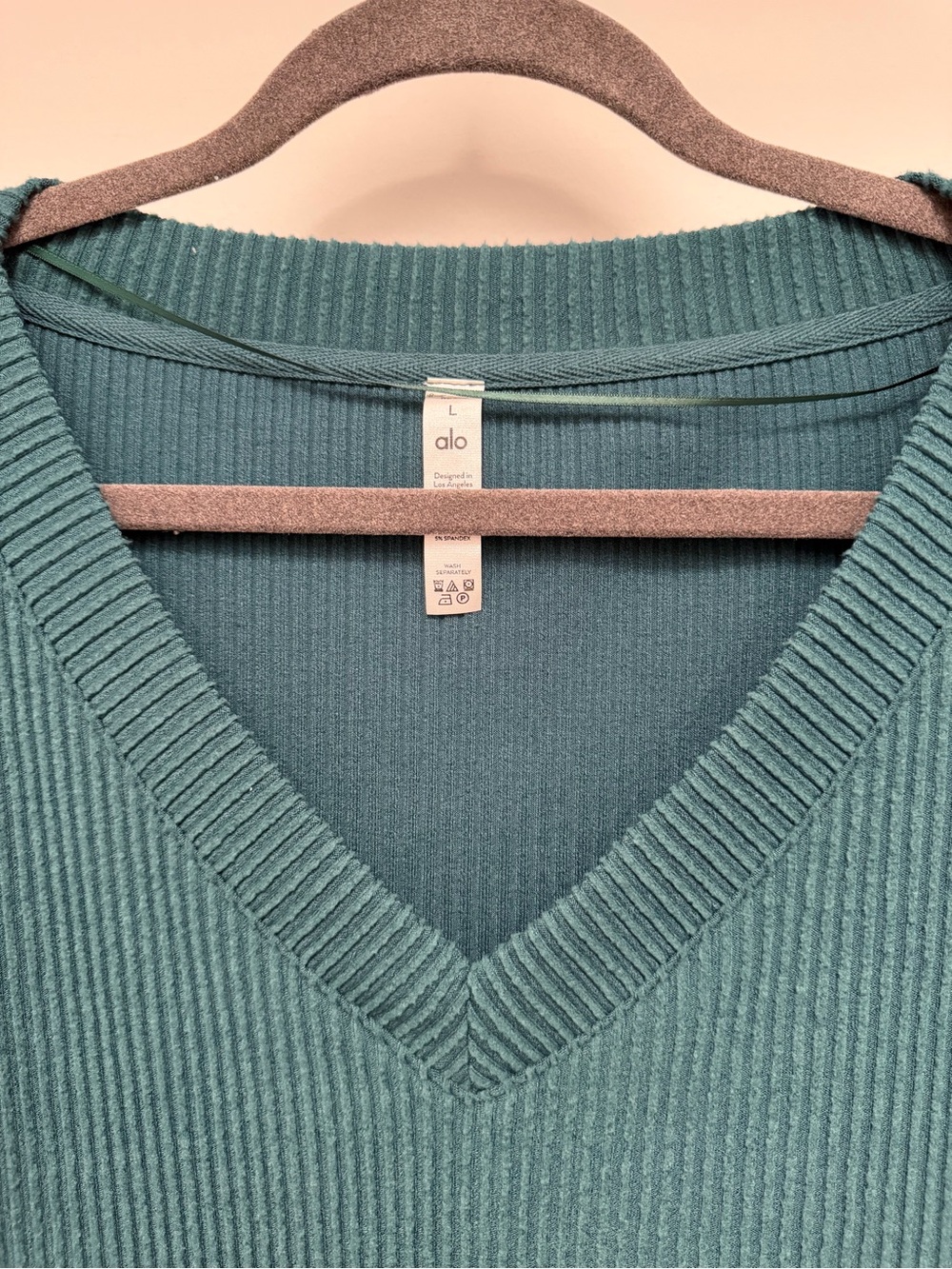 Alo Green V-Neck Ribbed Sweater - Picture 2 of 2